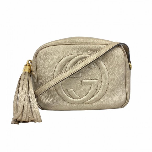 Gucci Soho Shoulder Bag 308364 Leather Champagne Gold Women's - Picture 1 of 13